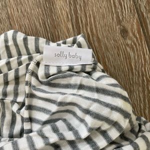 New Solly baby wrap in natural and gray stripe